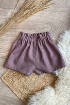 Linen shorts with ruffle waist
