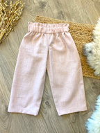 Linen trousers with ruffle waist