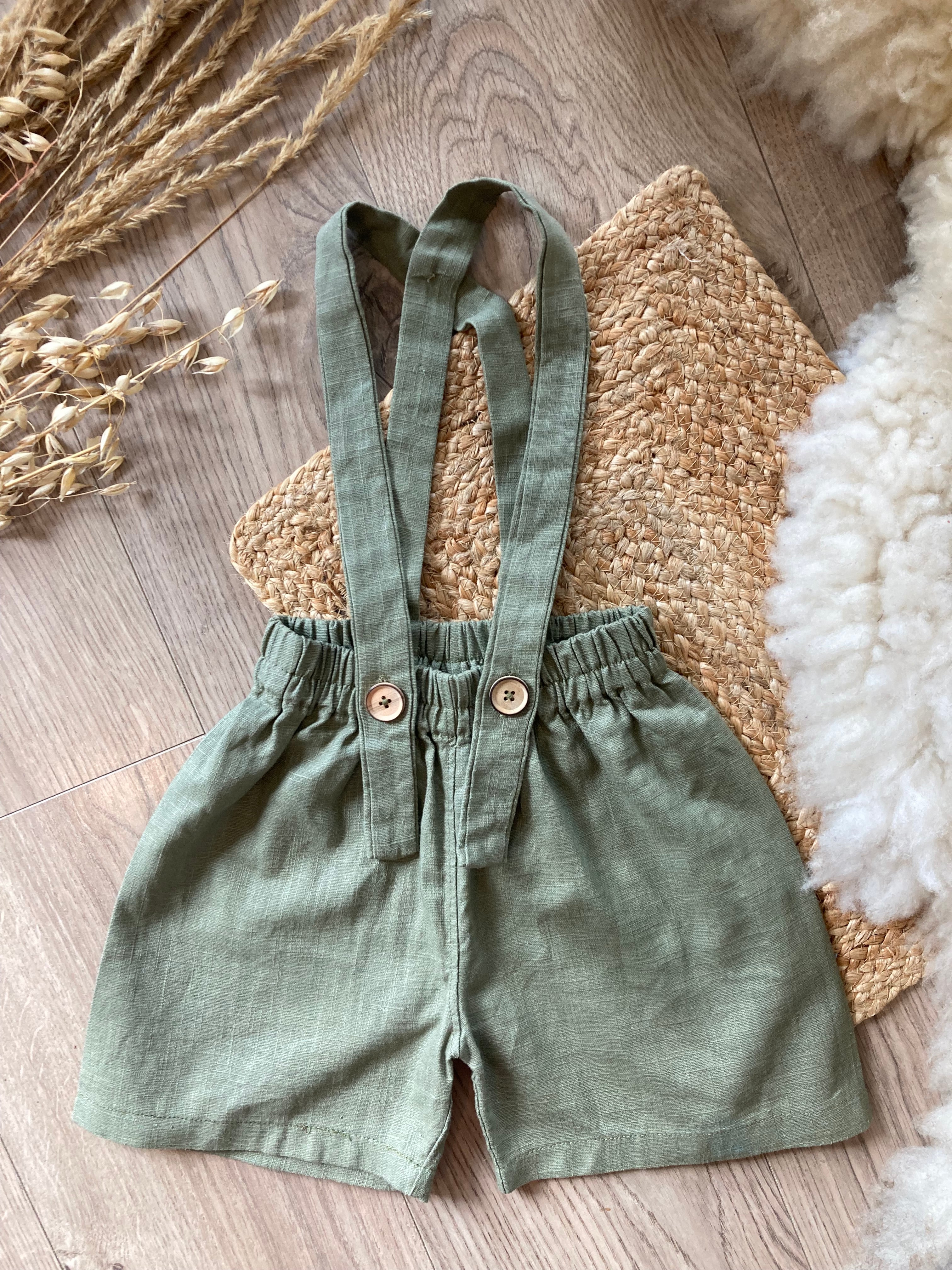 Linen suspender shorts